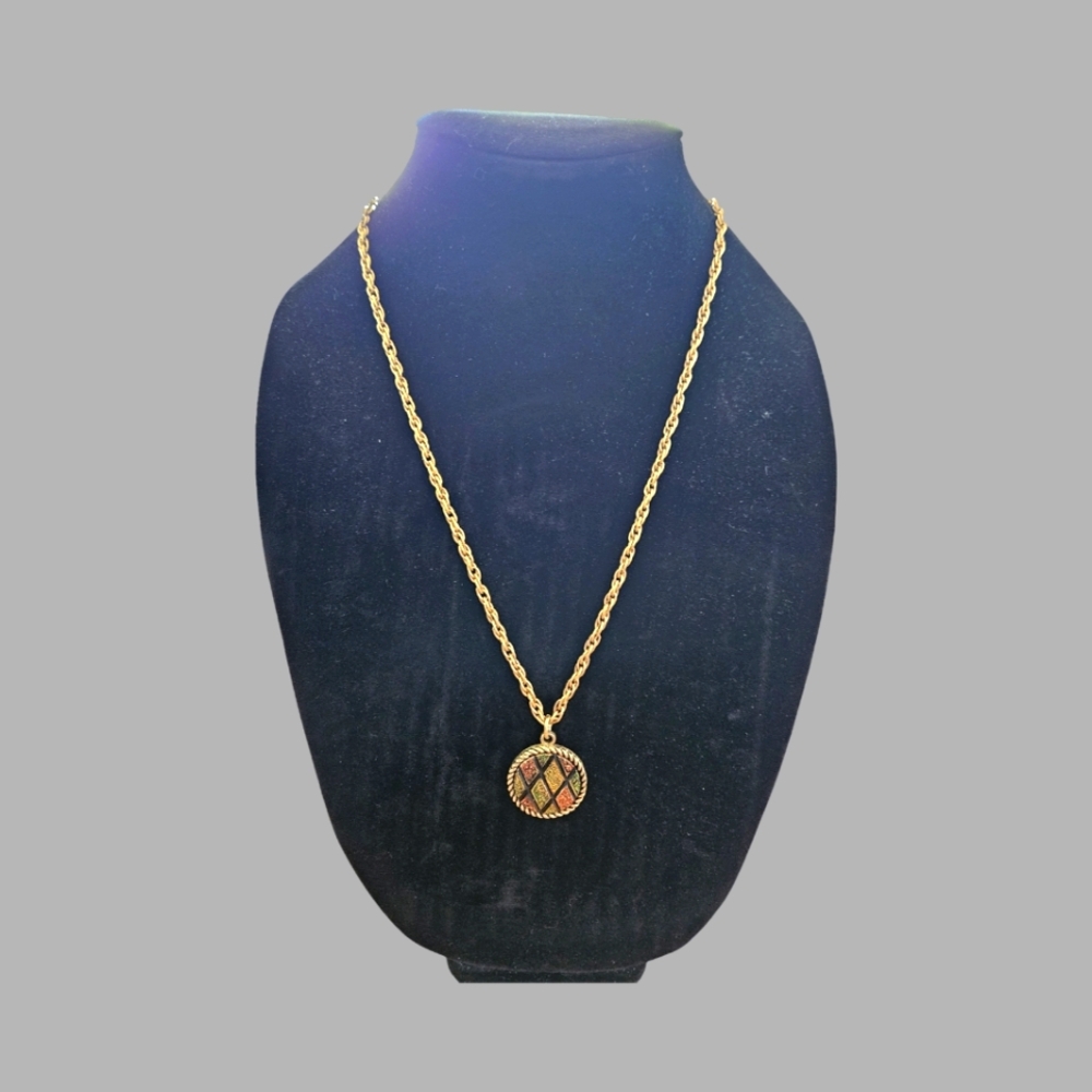 Vintage Sarah Coventry Multicolor Gold Pendant Necklace